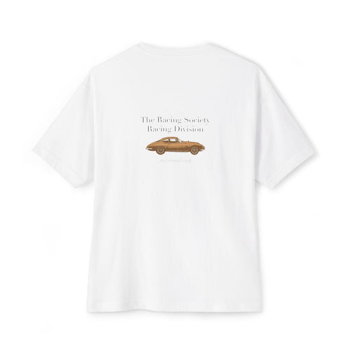 Racing Division oversized boxy tee — back print, White