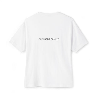Racing Society Wordmark oversized boxy tee — back print, White