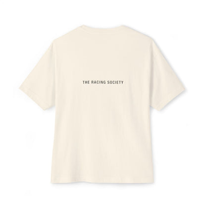 Racing Society Wordmark oversized boxy tee — back print, Natural