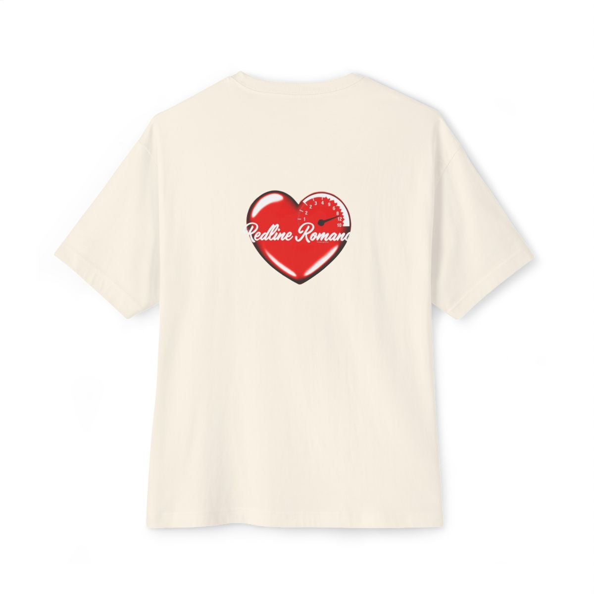 Redline Romance oversized boxy tee — back print, Natural