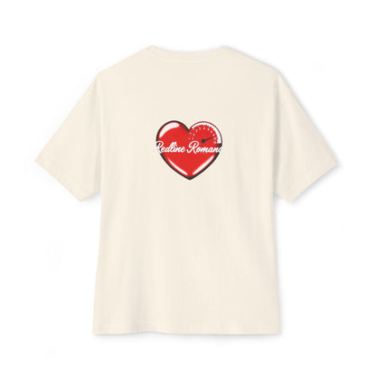 Redline Romance oversized boxy tee — back print, Natural
