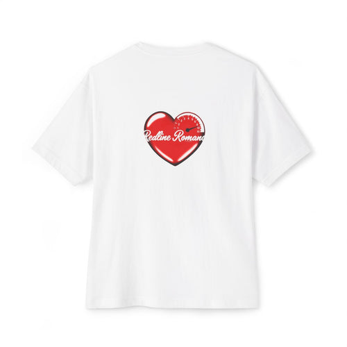 Redline Romance oversized boxy tee — back print, White