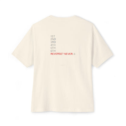 Reverse? Never. oversized boxy tee — back print, Natural