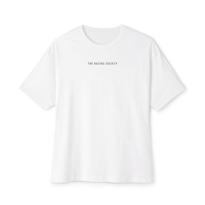 Reverse? Never. oversized boxy tee — front chest wordmark, White