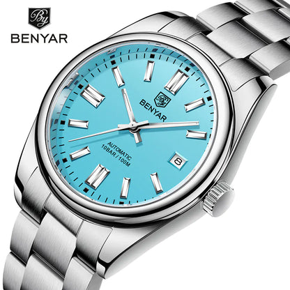 Benyar Automatic Mechanical Watch — Mens Stainless Steel Bracelet