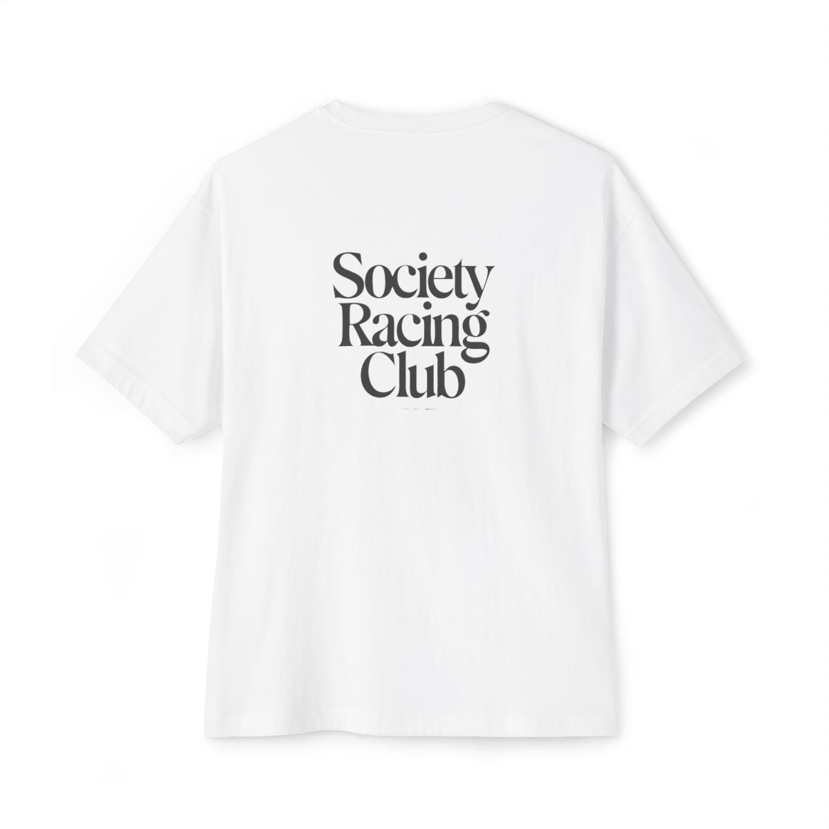Society Racing Club oversized boxy tee — back print, White