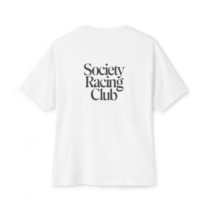 Society Racing Club oversized boxy tee — back print, White