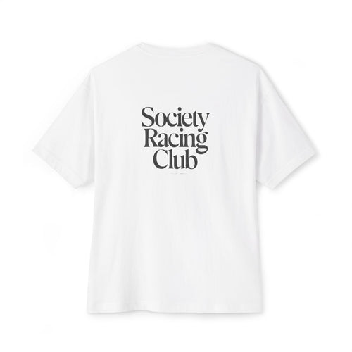 Society Racing Club oversized boxy tee — back print, White