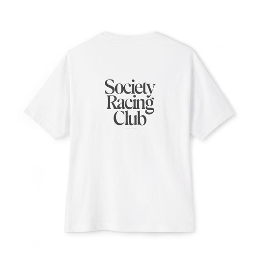 Society Racing Club oversized boxy tee — back print, White