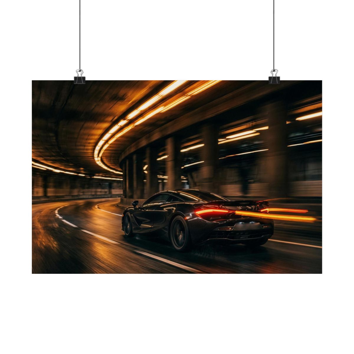 Sodium Tunnel car poster — matte automotive wall art, hanging