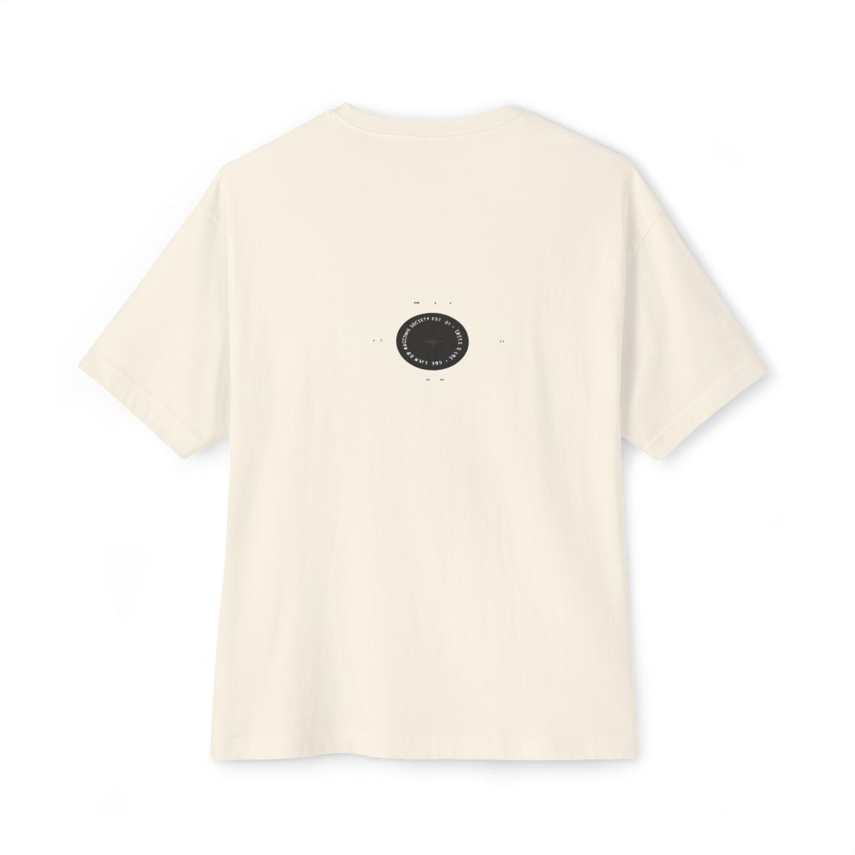 Starve The Doubt oversized boxy tee — back print, Natural