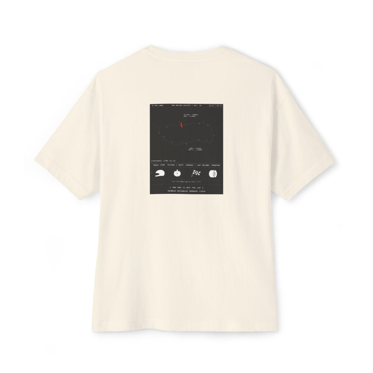 The Map Is Not The Lap oversized boxy tee — back print, Natural