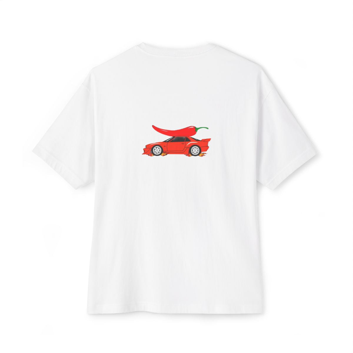 Too Hot To Handle oversized boxy tee — back print, White