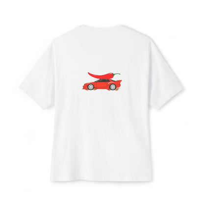 Too Hot To Handle oversized boxy tee — back print, White