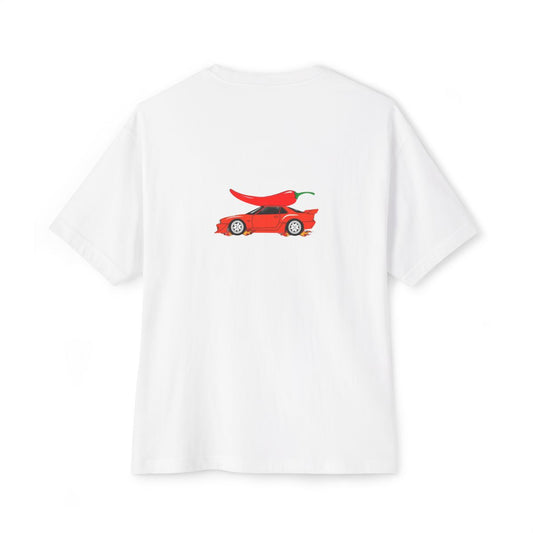 Too Hot To Handle oversized boxy tee — back print, White