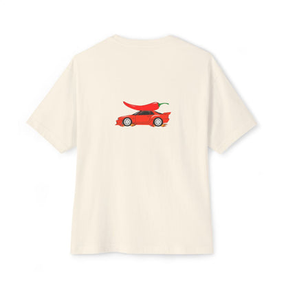 Too Hot To Handle oversized boxy tee — back print, Natural
