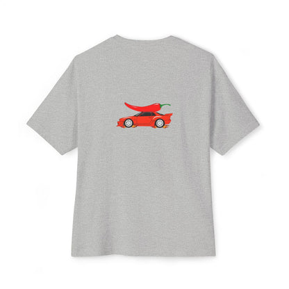 Too Hot To Handle oversized boxy tee — back print, Athletic Heather