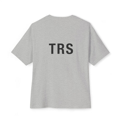 TRS Monogram oversized boxy tee — back print, Athletic Heather