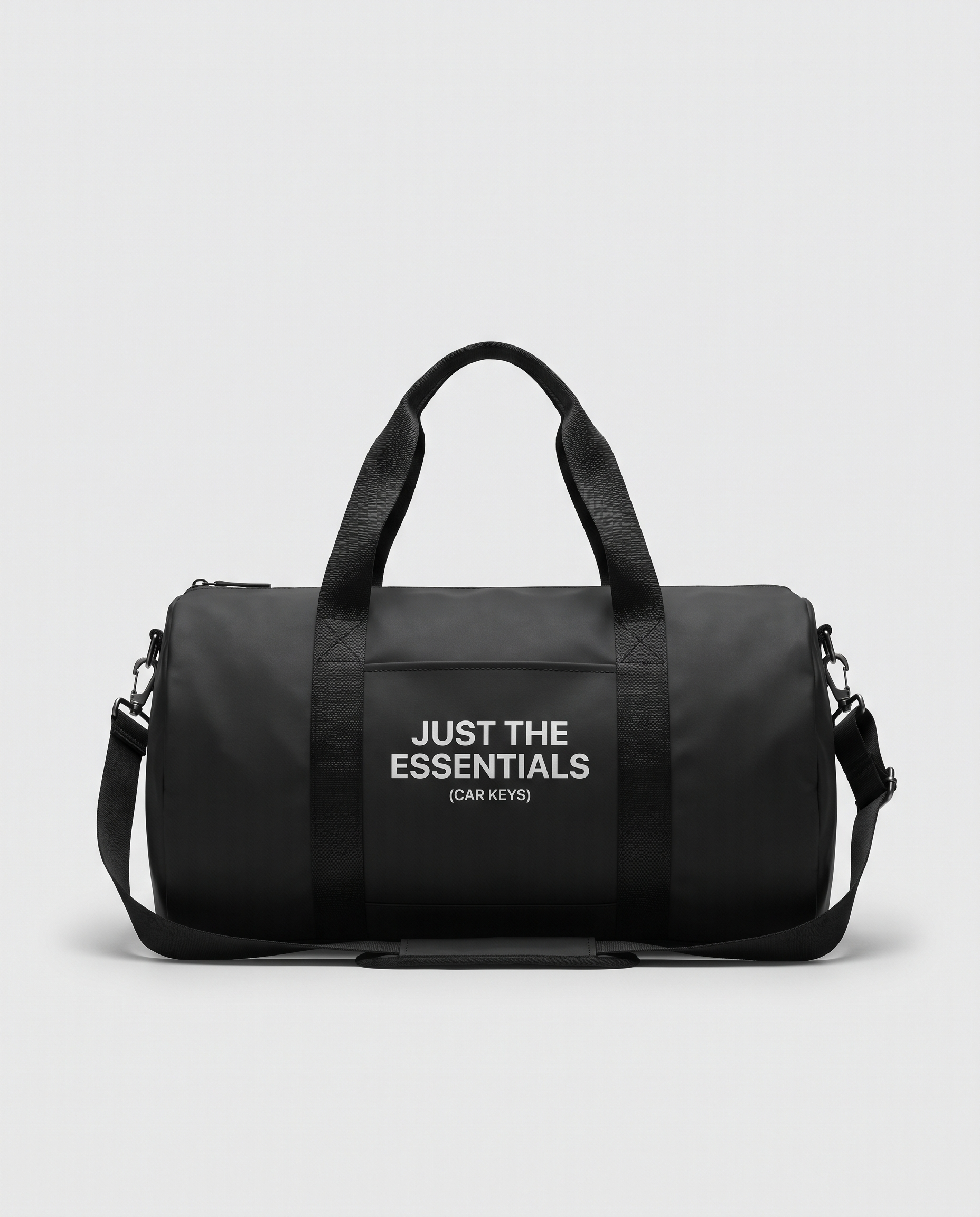 Just the Essentials duffle bag in black, official product photo