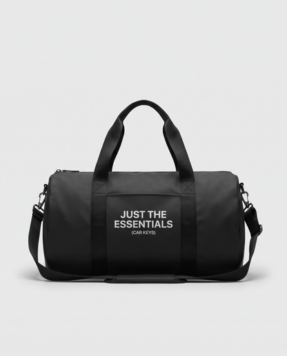 Just the Essentials duffle bag in black, official product photo