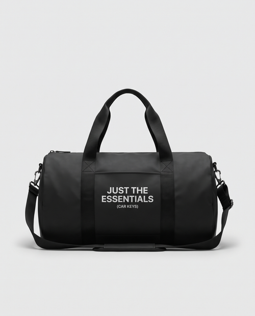 Just the Essentials duffle bag in black, official product photo