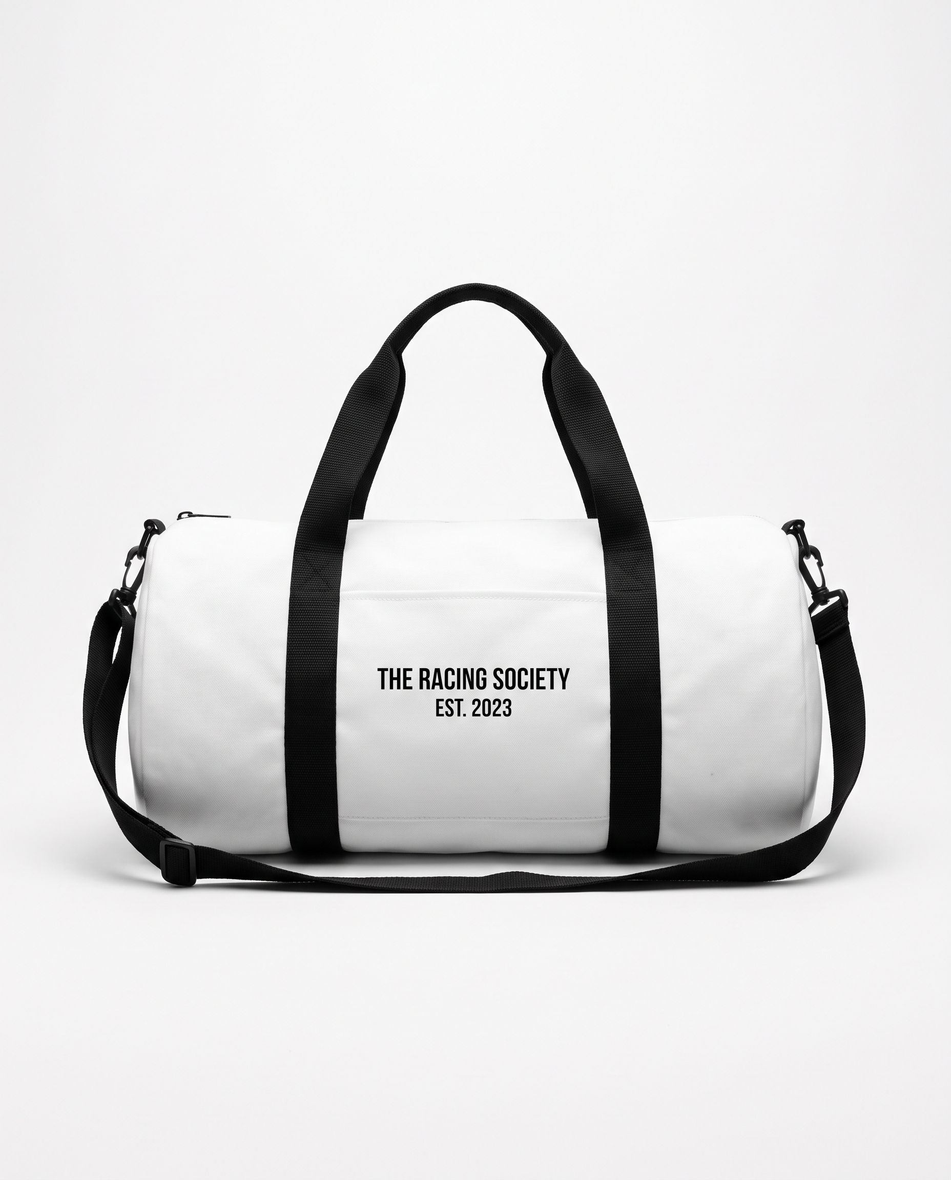 Wordmark duffle bag in white, official product photo