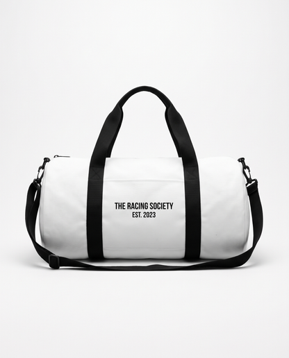 Wordmark duffle bag in white, official product photo