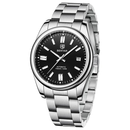 Benyar Automatic Mechanical Watch — Mens Stainless Steel Bracelet