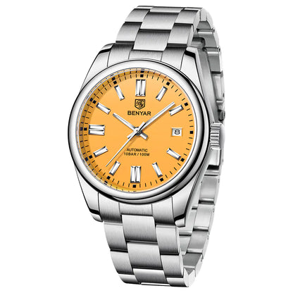 Benyar Automatic Mechanical Watch — Mens Stainless Steel Bracelet